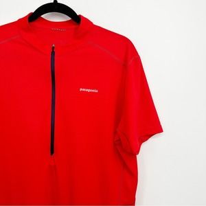 Patagonia Men's Red Performance Short Sleeve Zip Shirt